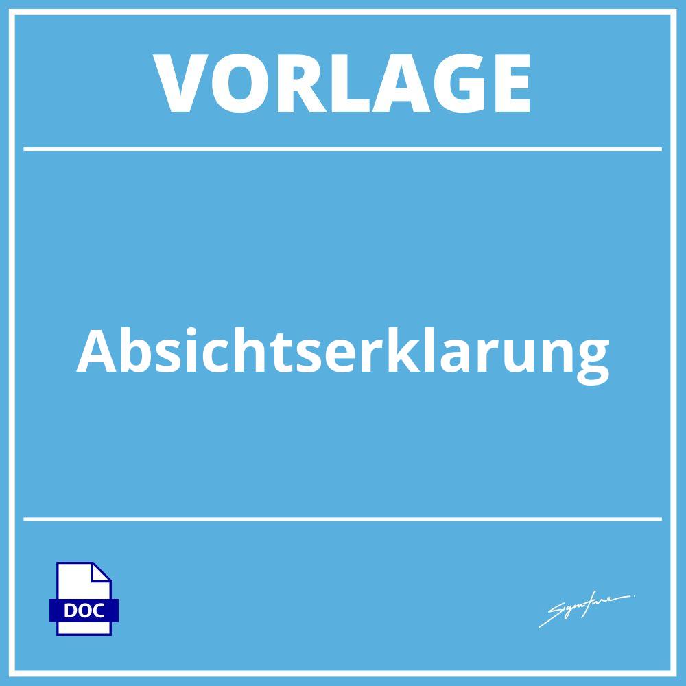 Absichtserklärung Vorlage