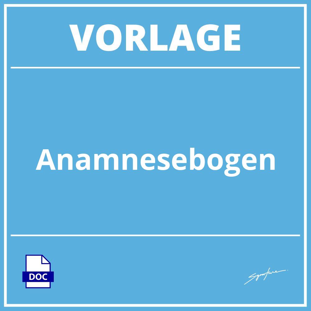 Anamnesebogen Vorlage