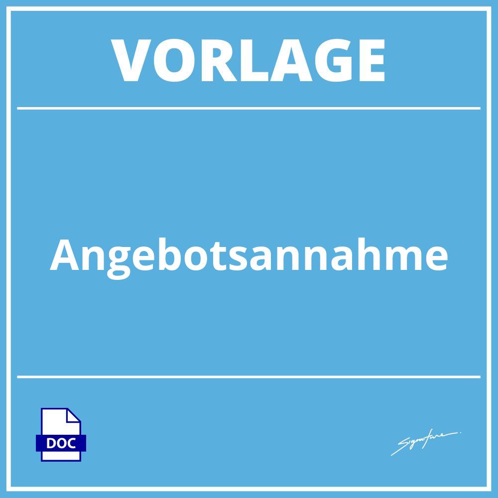 Angebotsannahme Vorlage