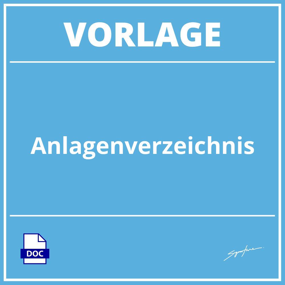 Anlagenverzeichnis Vorlage