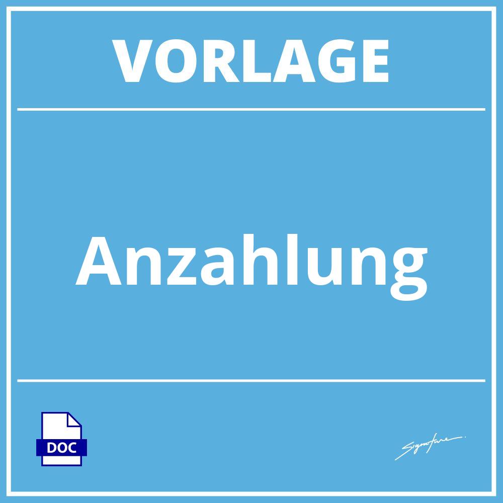 Anzahlung Vorlage