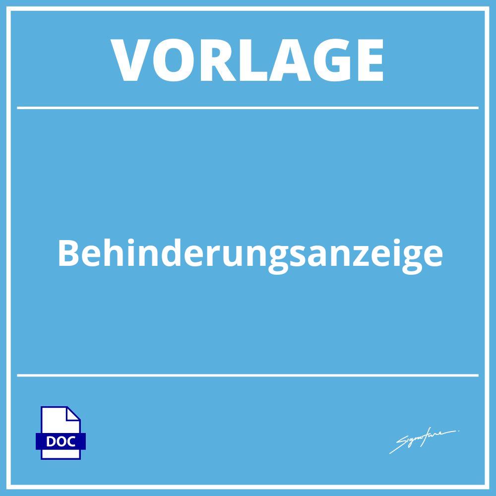 Behinderungsanzeige Vorlage