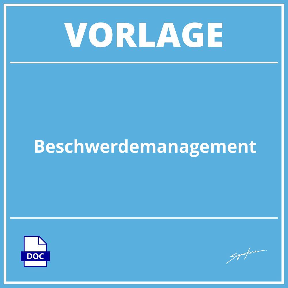 Beschwerdemanagement Vorlage