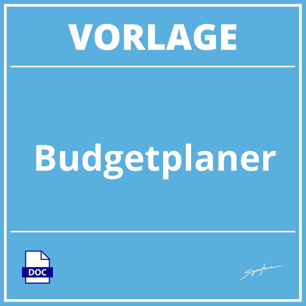 Budgetplaner Vorlage