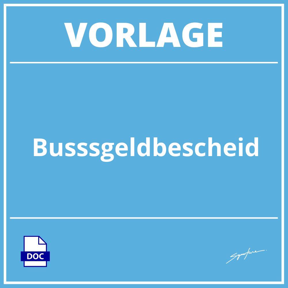 Bußgeldbescheid Vorlage