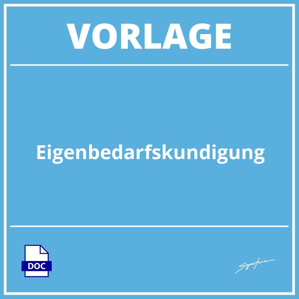 Eigenbedarfskündigung Vorlage