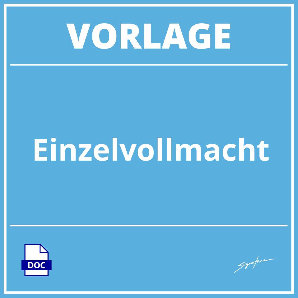 Einzelvollmacht Vorlage