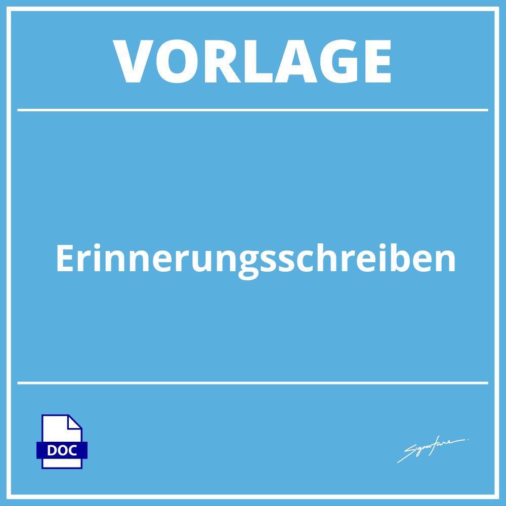 Erinnerungsschreiben Vorlage