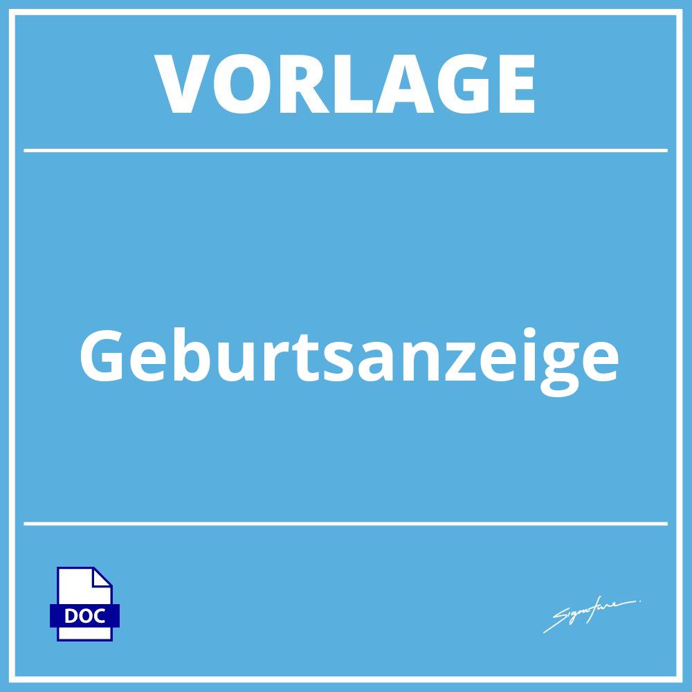 Geburtsanzeige Vorlage