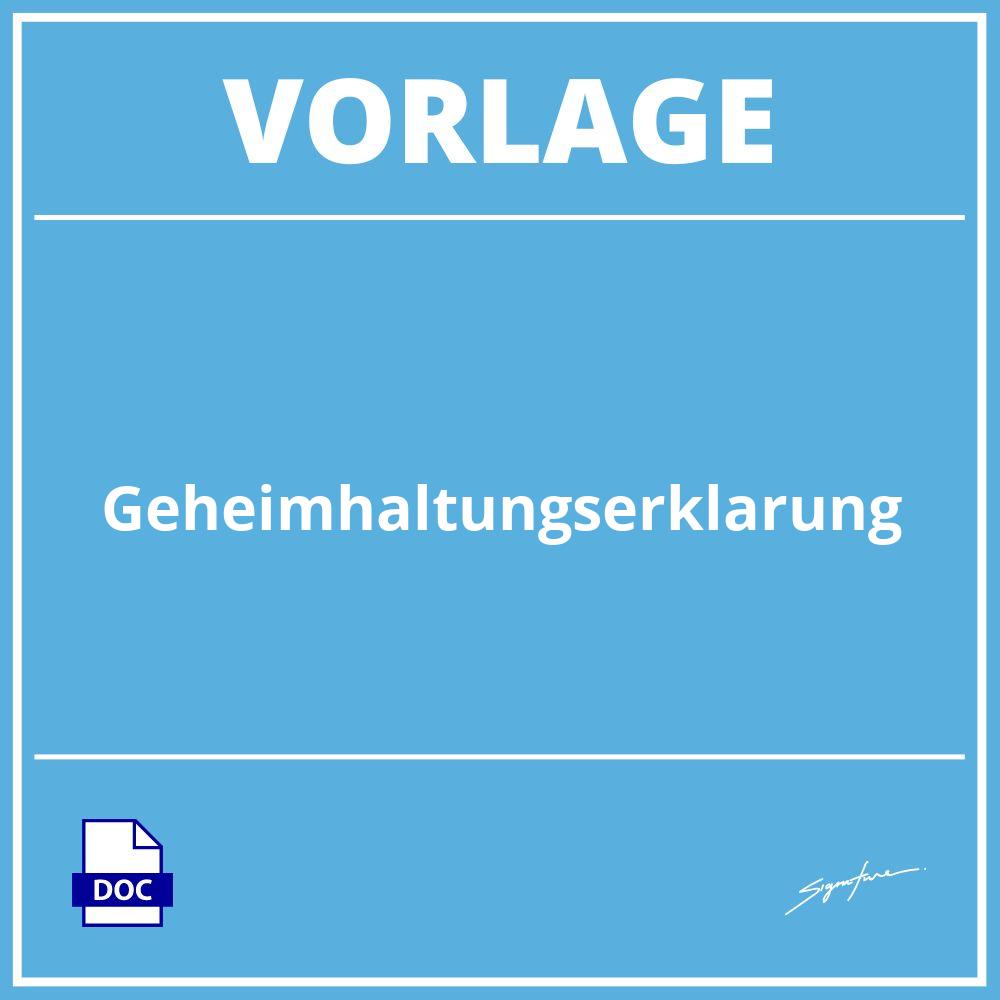 Geheimhaltungserklärung Vorlage