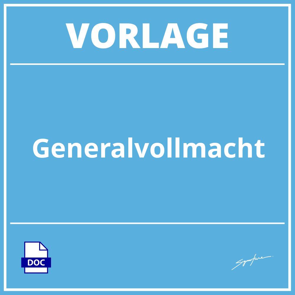 Generalvollmacht Vorlage PDF WORD | Wie Schreibe Ich?