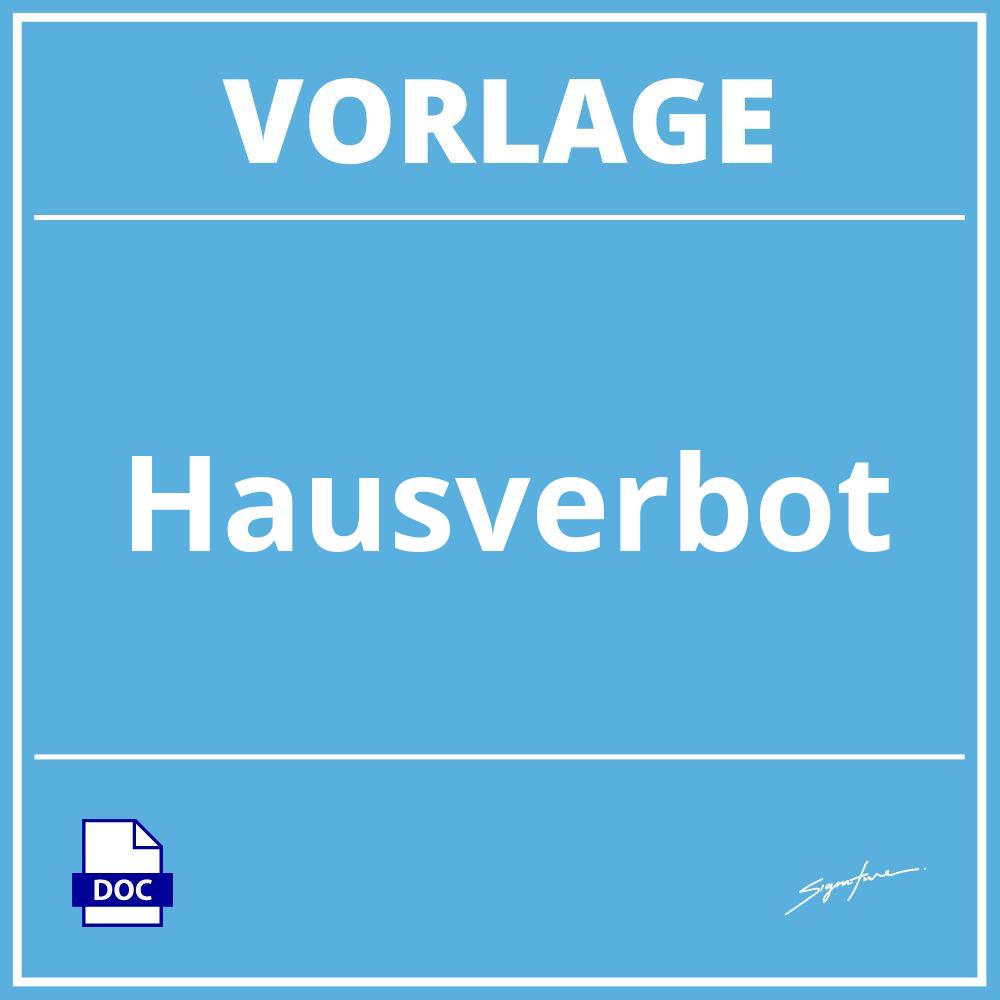 Hausverbot Vorlage