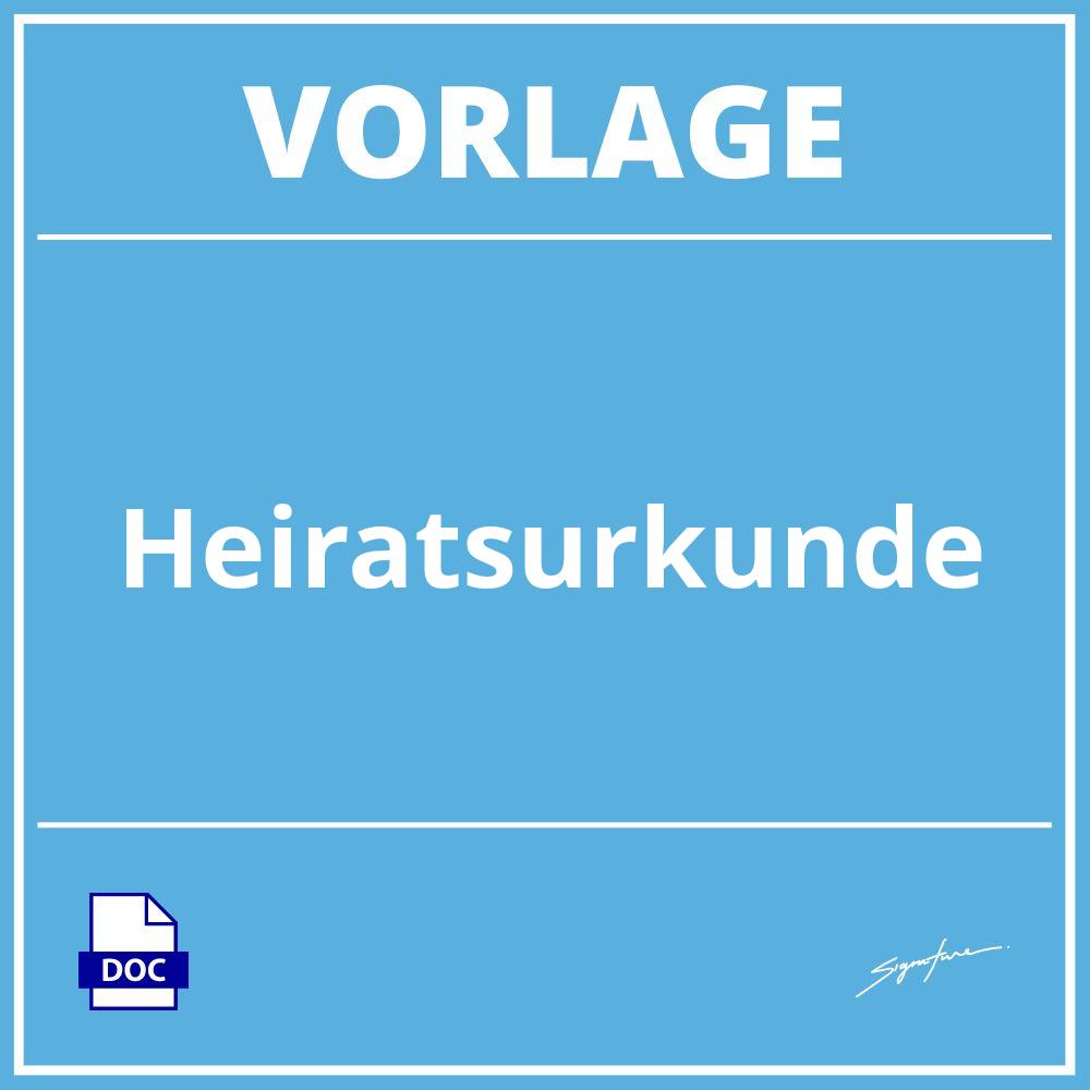 Heiratsurkunde Vorlage