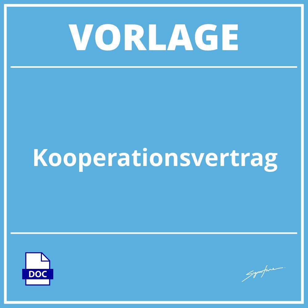 Kooperationsvertrag Vorlage