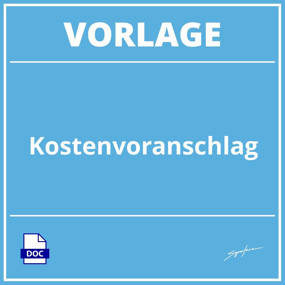 Kostenvoranschlag Vorlage