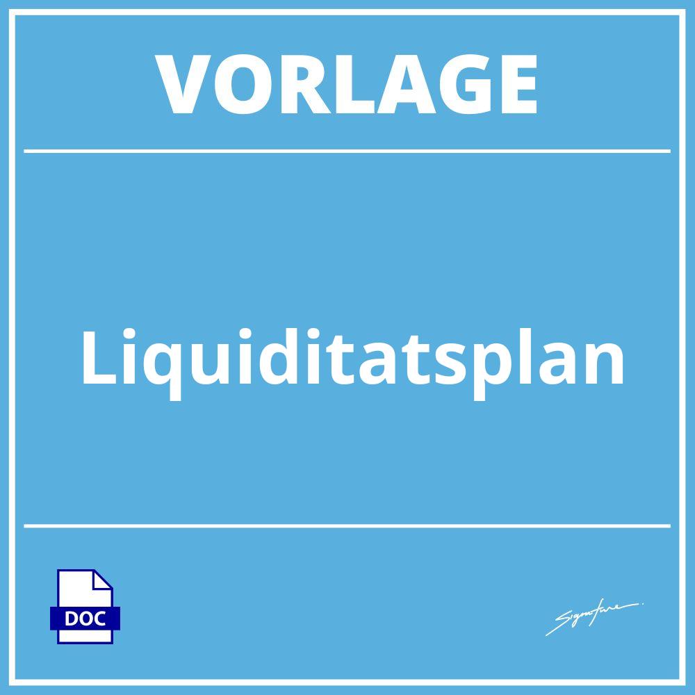 Liquiditätsplan Vorlage