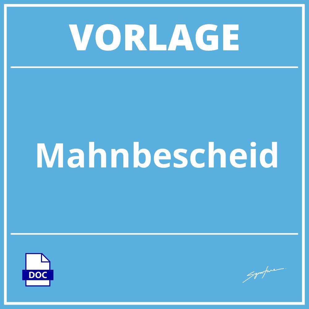 Mahnbescheid Vorlage