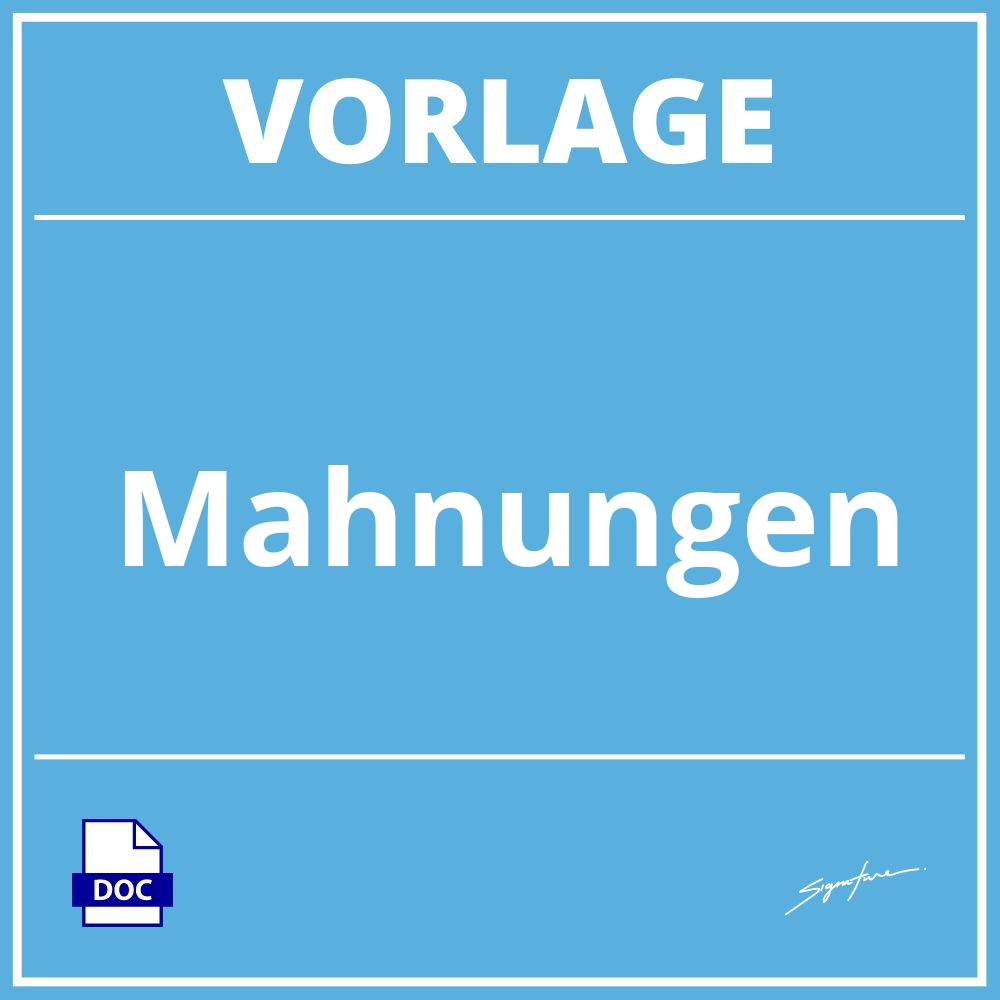 Mahnungen Vorlage