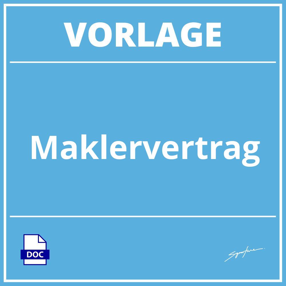 Maklervertrag Vorlage