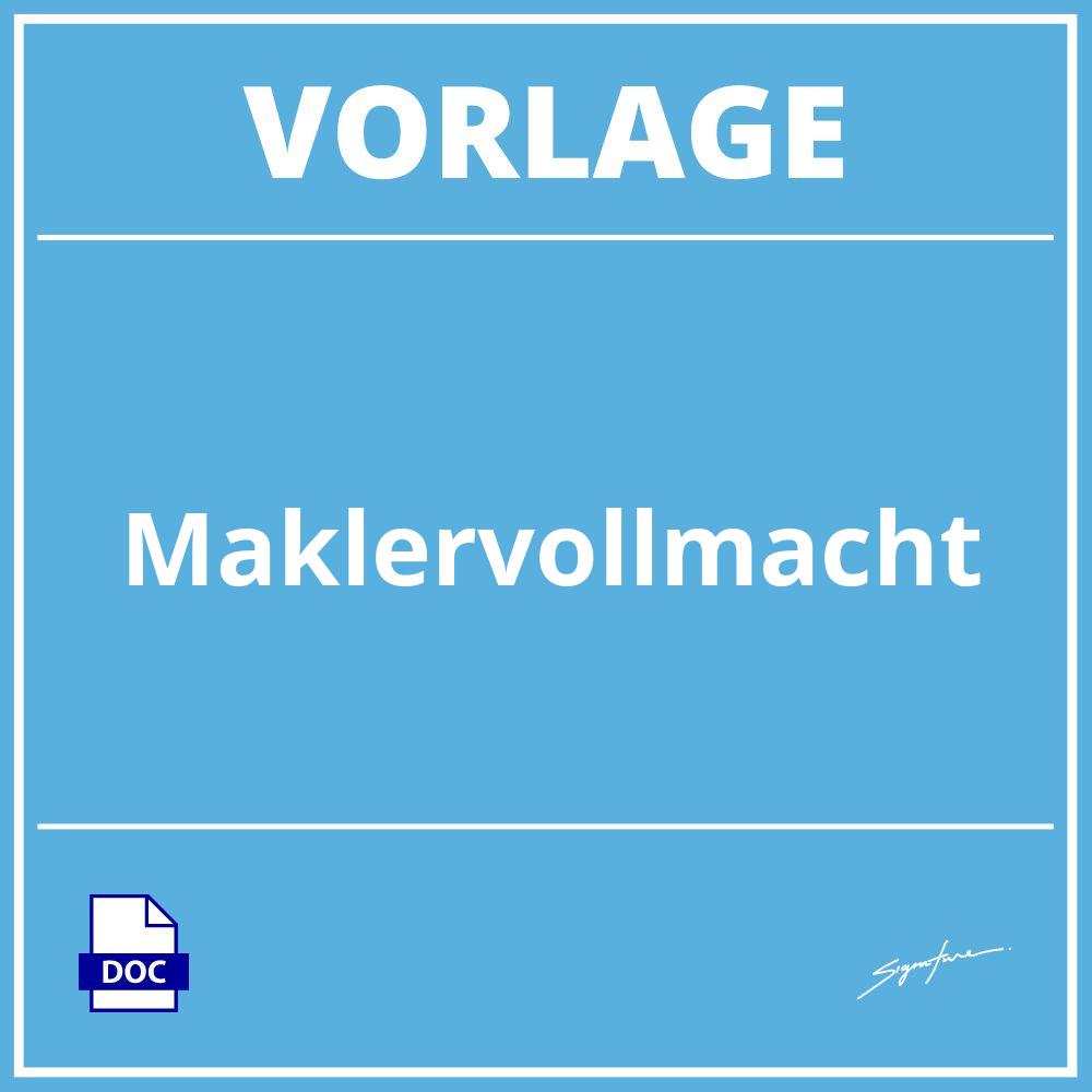 Maklervollmacht Vorlage