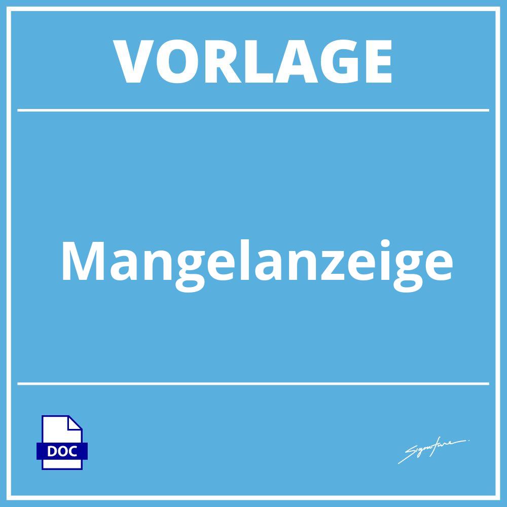 Mängelanzeige Vorlage