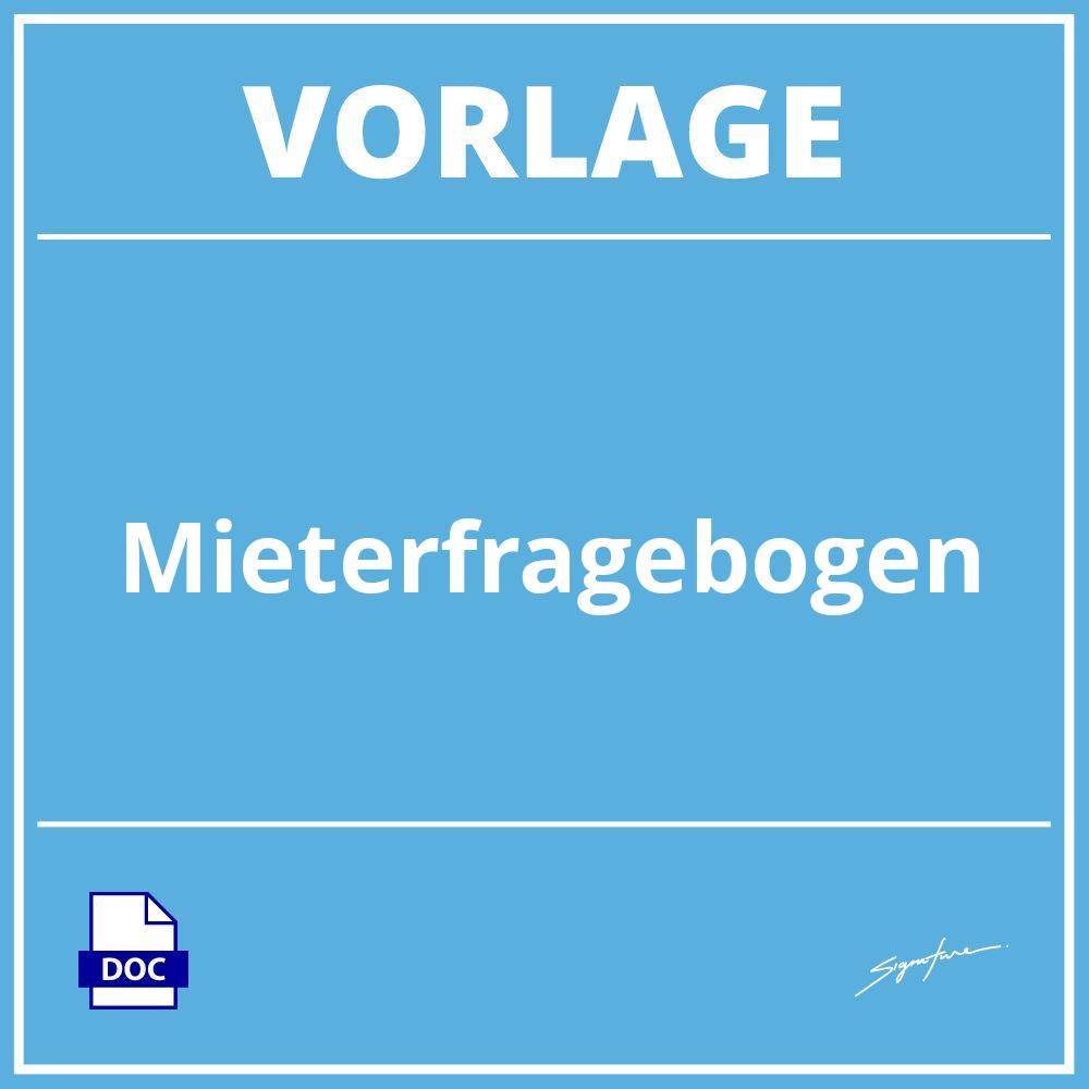 Mieterfragebogen Vorlage