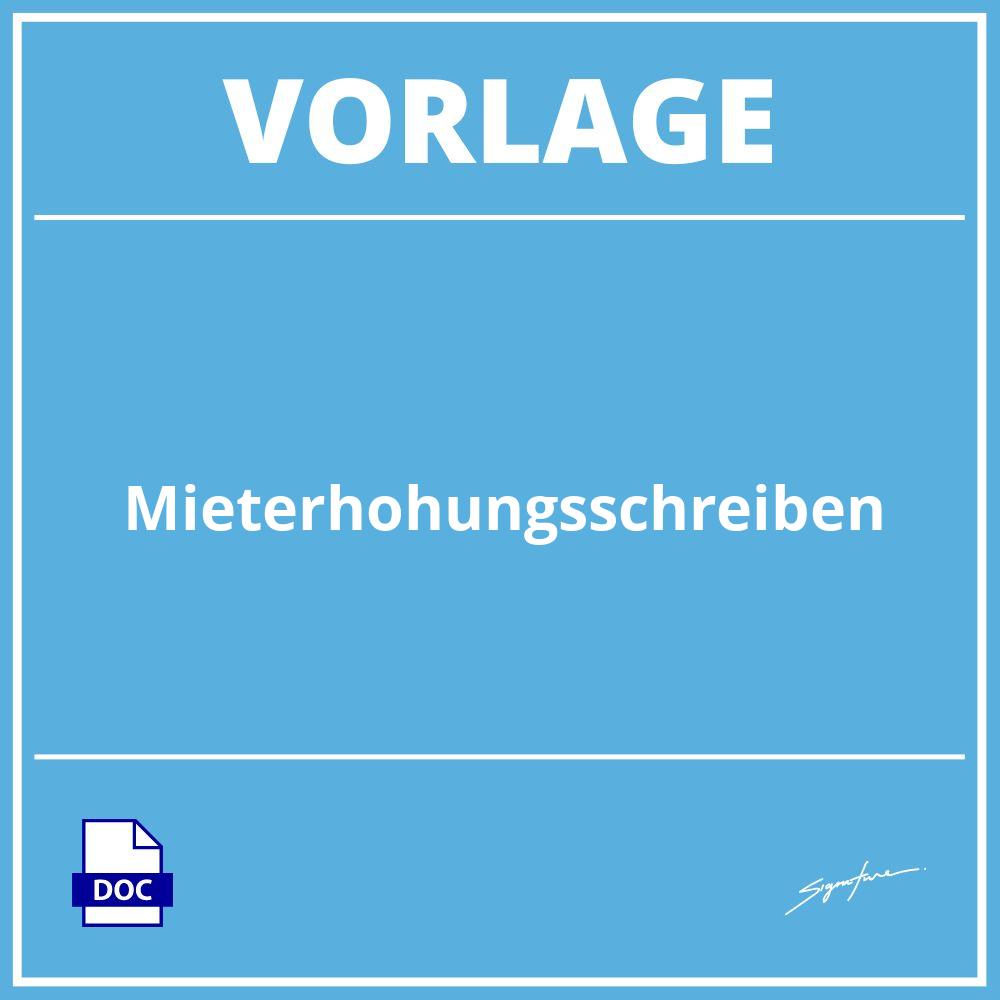 Mieterhöhungsschreiben Vorlage