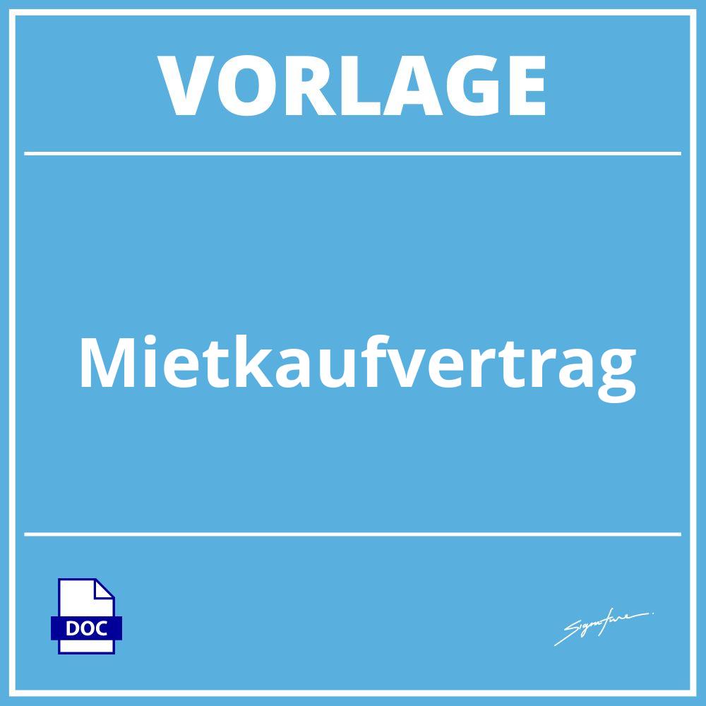 Mietkaufvertrag Vorlage