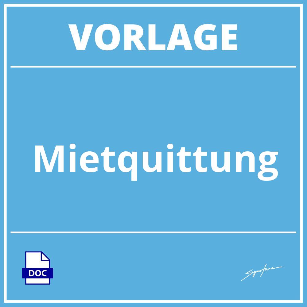 Mietquittung Vorlage