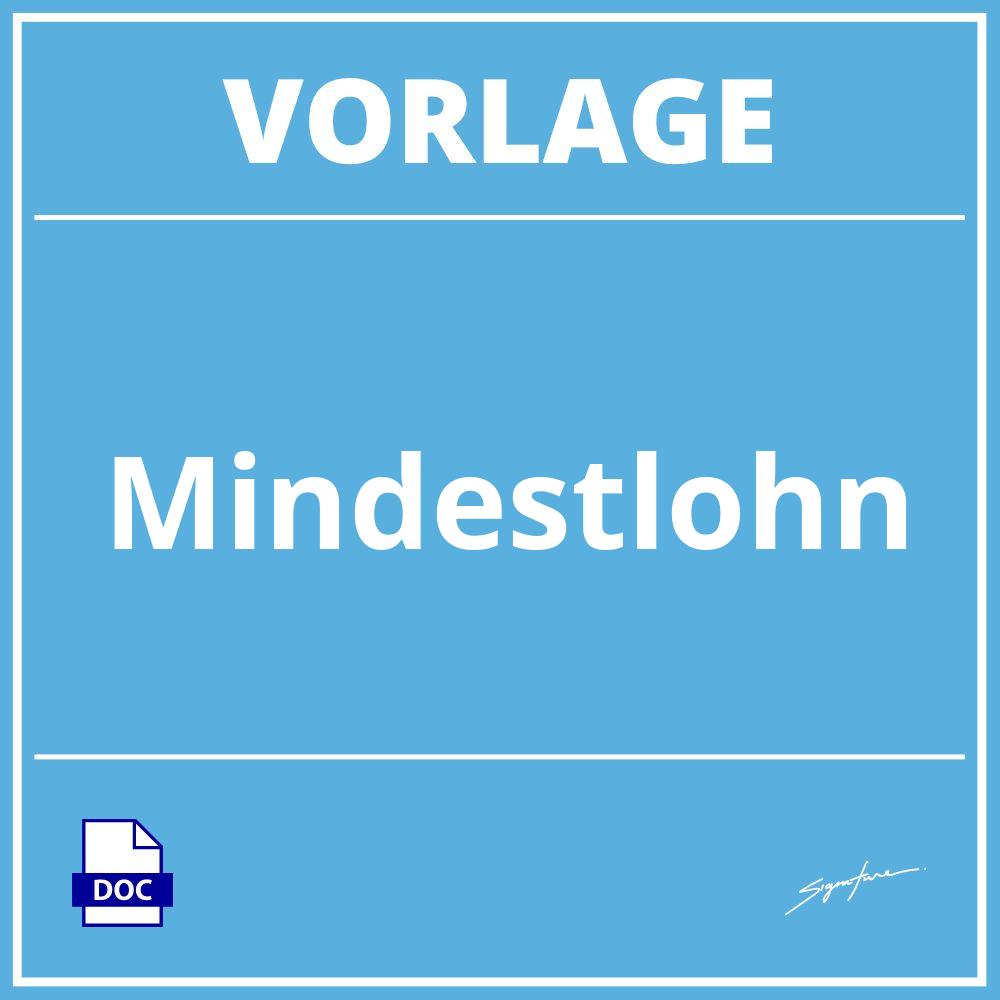 Mindestlohn Vorlage