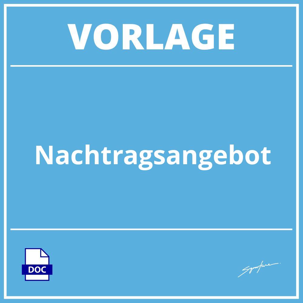 Nachtragsangebot Vorlage