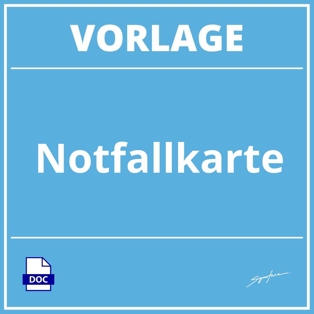 Notfallkarte Vorlage