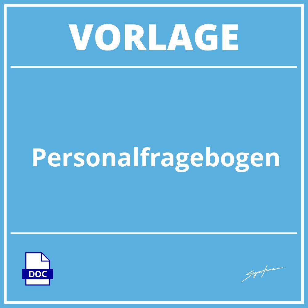 Personalfragebogen Vorlage