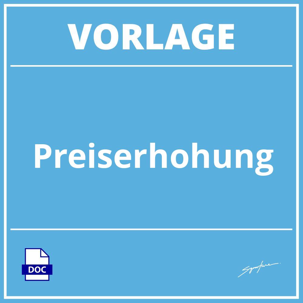 Preiserhöhung Vorlage