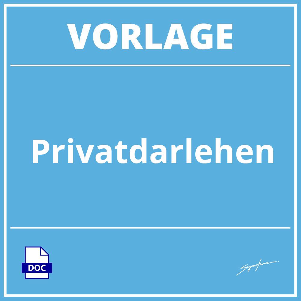 Privatdarlehen Vorlage