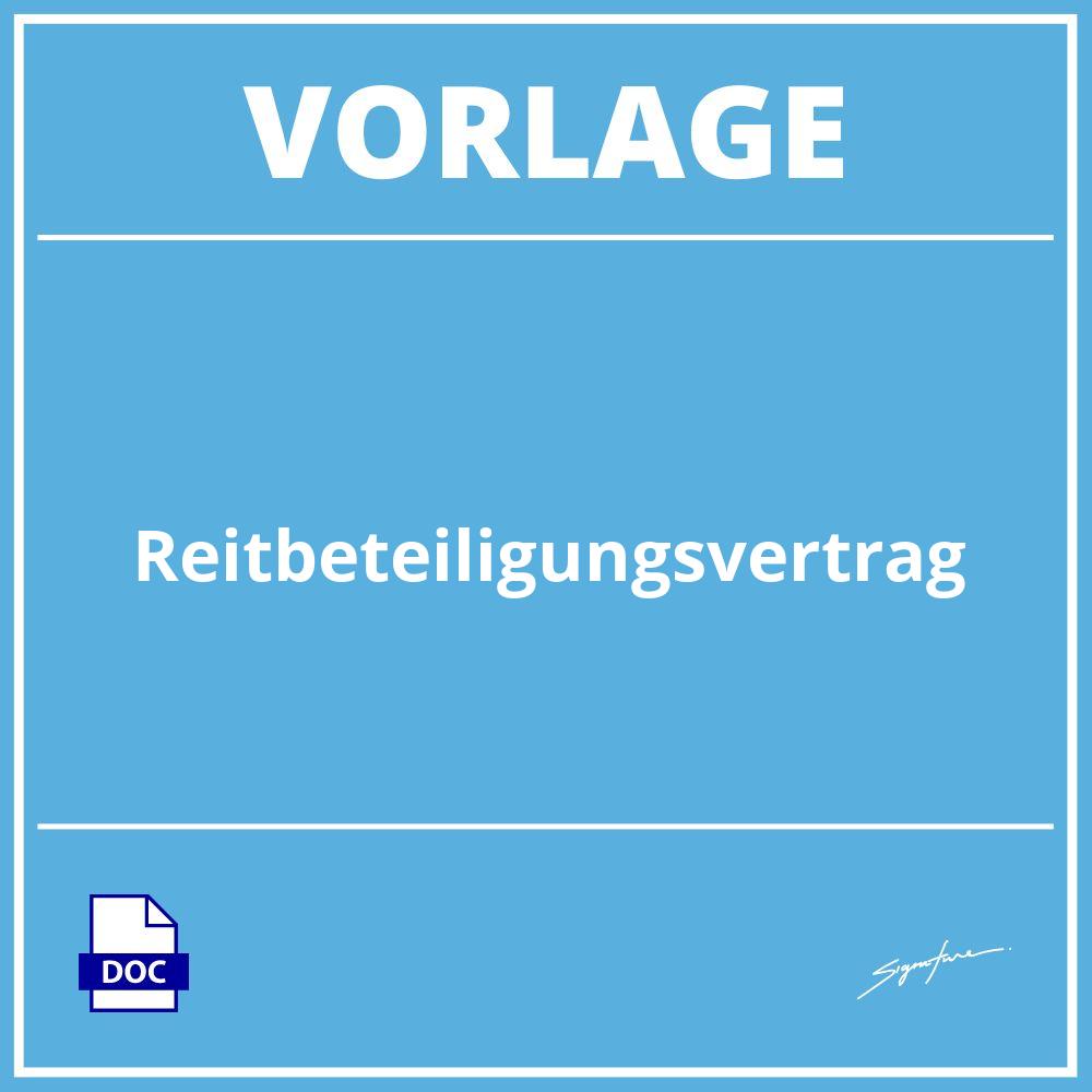 Reitbeteiligungsvertrag Vorlage