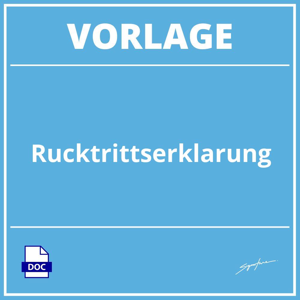 Rücktrittserklärung Vorlage