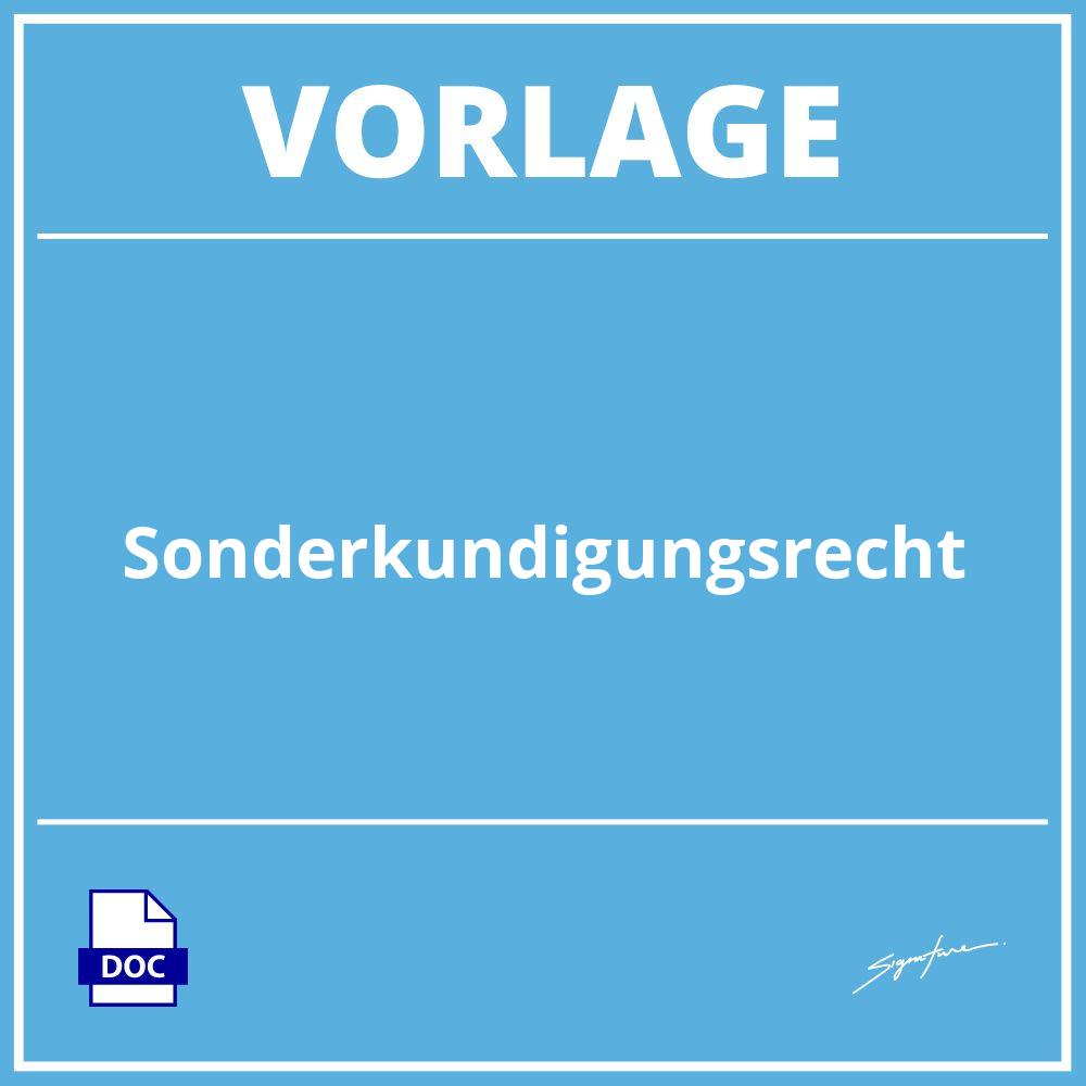 Sonderkündigungsrecht Vorlage