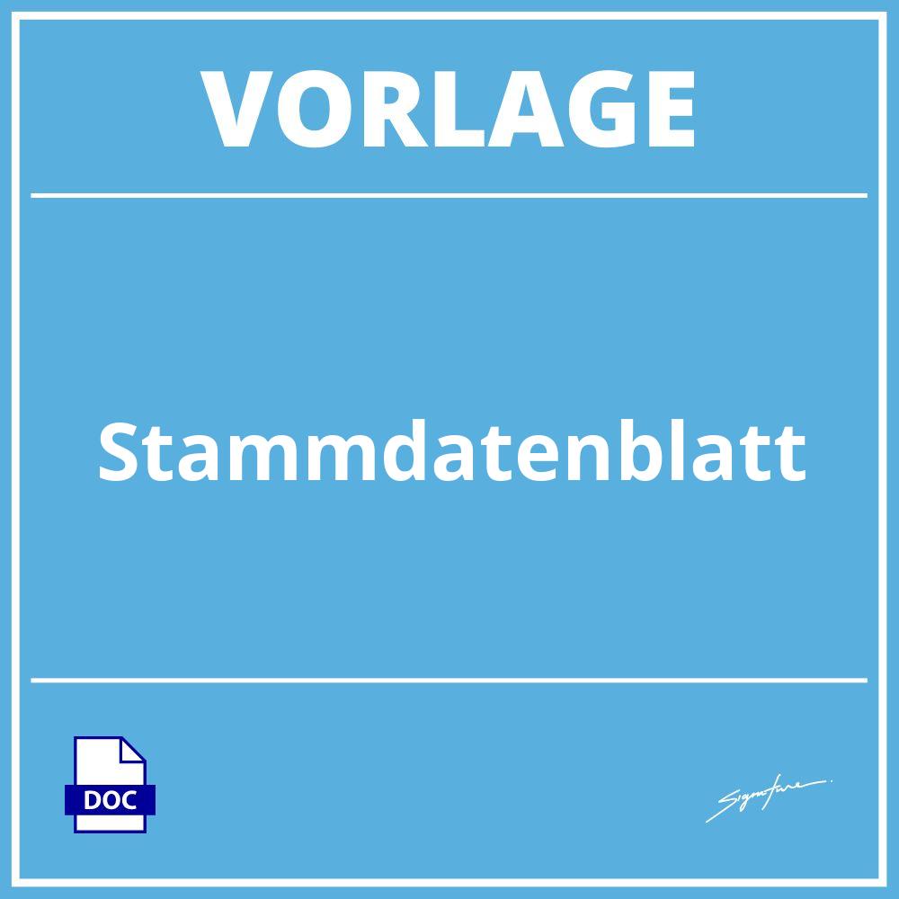 Stammdatenblatt Vorlage