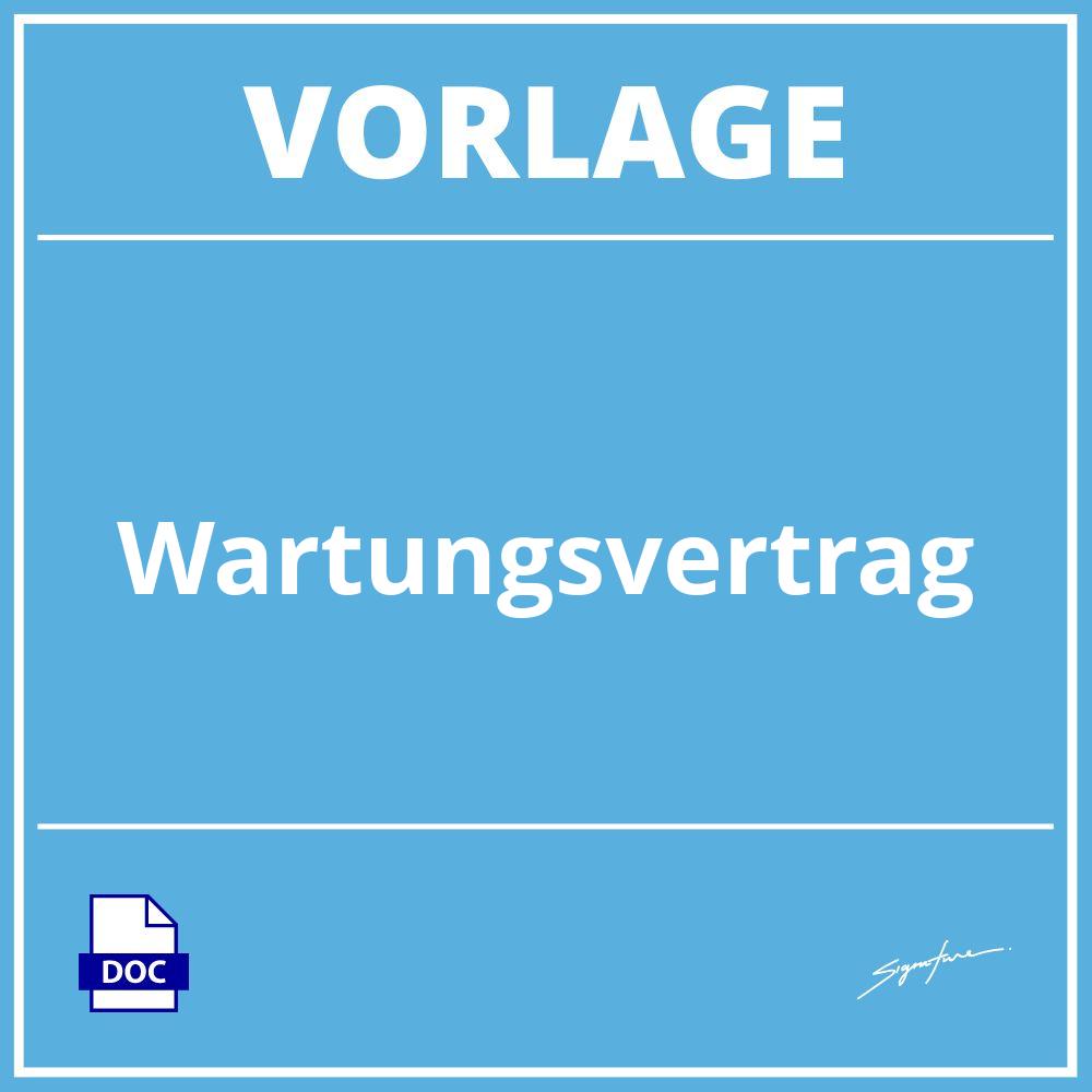 Wartungsvertrag Vorlage