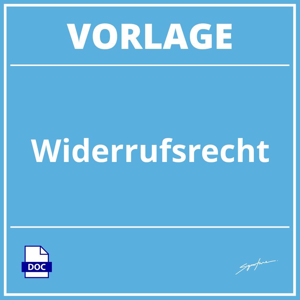 Widerrufsrecht Vorlage