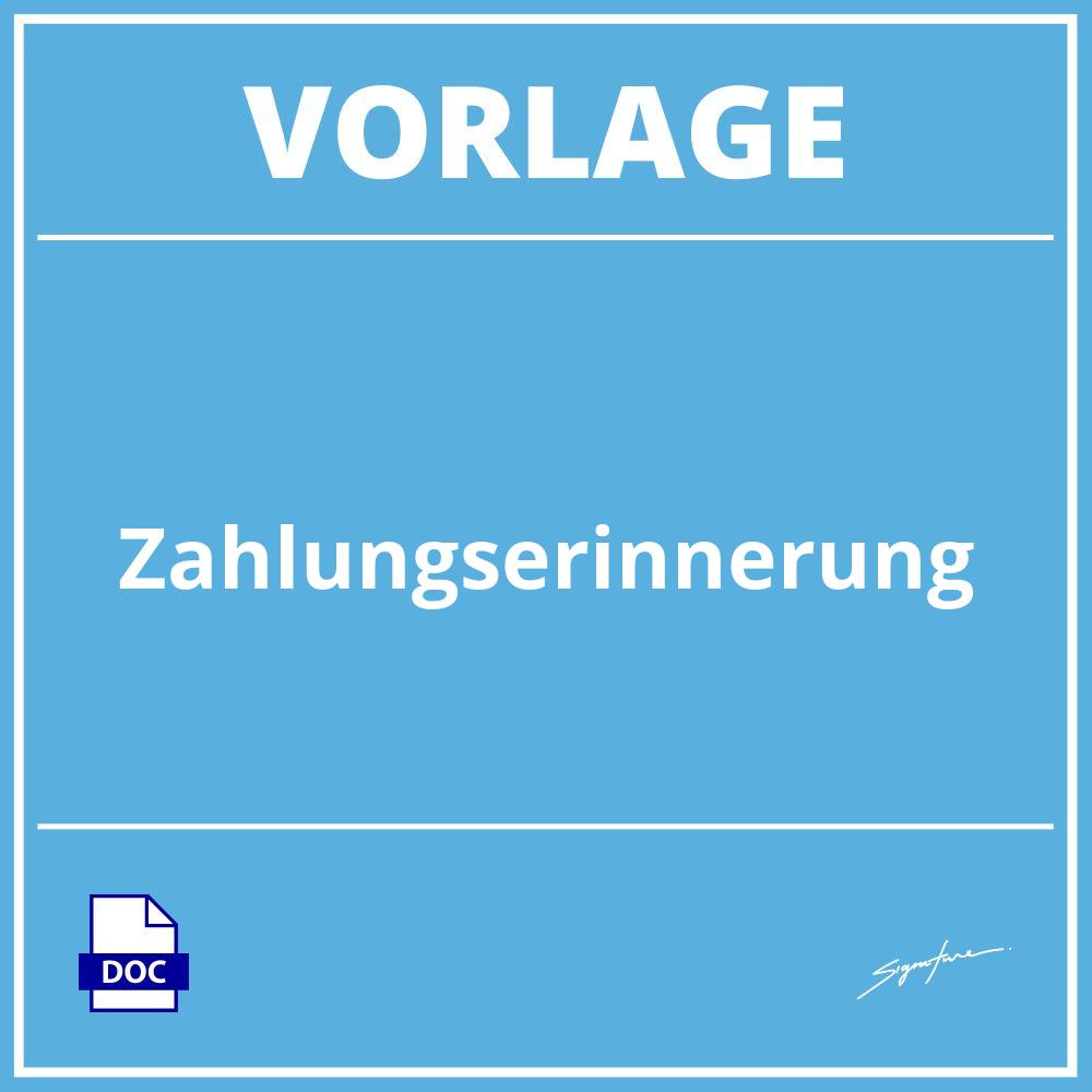 Zahlungserinnerung Vorlage